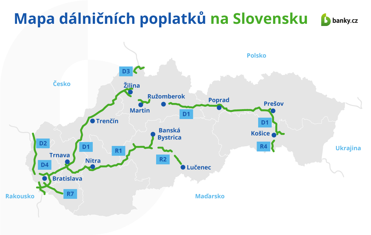 Mapa dálničních poplatků na Slovensku