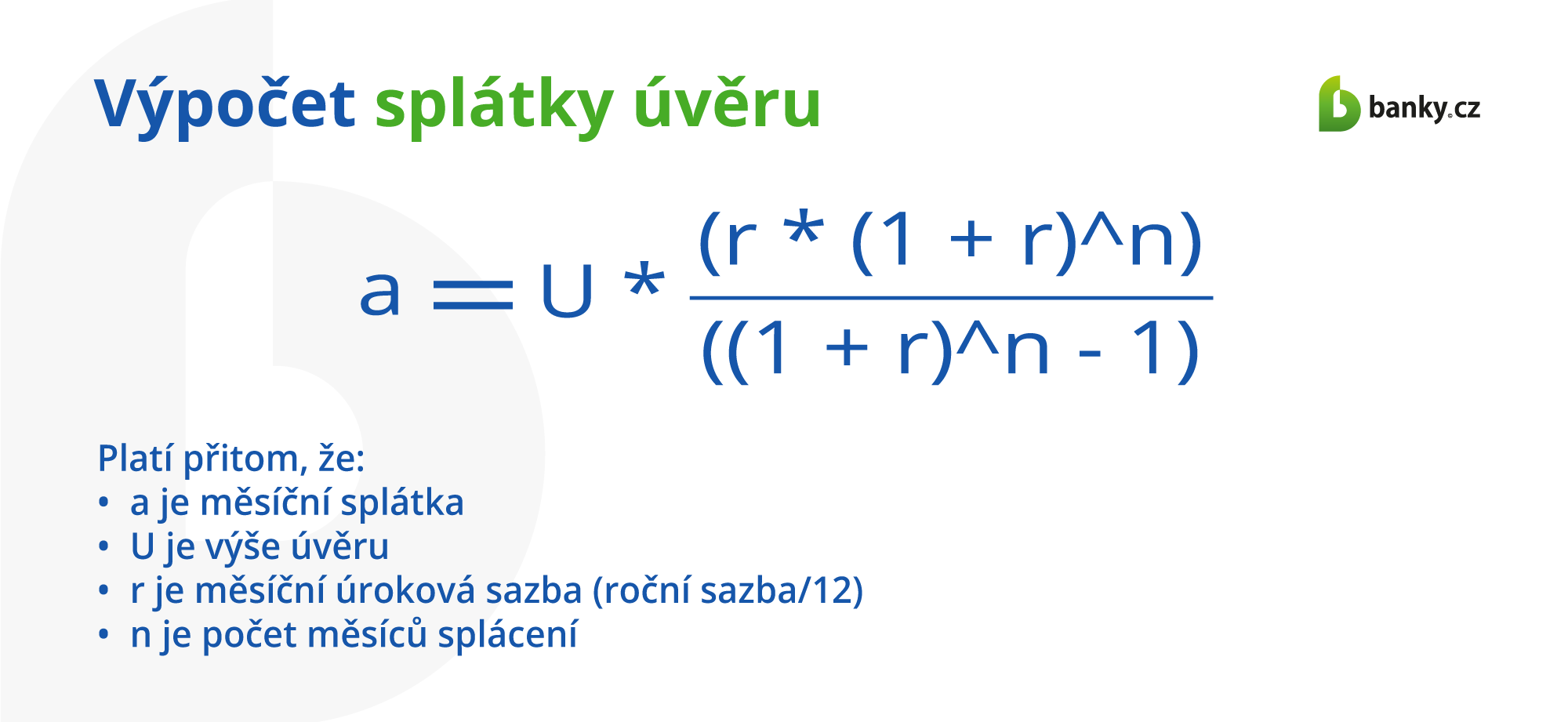 Výpočet splátky úvěru krok za krokem